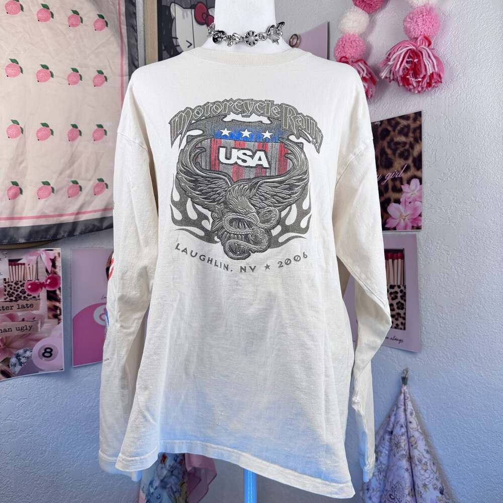 Vintage 2006 Laughlin Motorcycle Rally Long Sleeve T-Shirt Size L